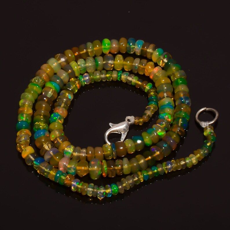 AAA Top Quality 55 Cts Natural MIXS MALTI Ethiopian Opal Roundalle Smooth Beads 3x2 5x3 mm Necklace Gemstone 14-16-17-18Jewelry Making