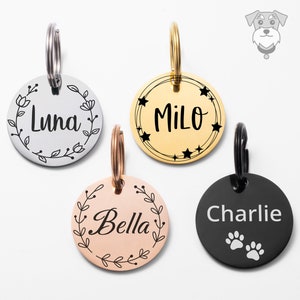 Personalised Dog Tag, Engraved Dog Name Tag, Custom Pet ID Tag, Cat Name Tag, Cat ID Tag, Puppy Kitten Tag, Gift For Pet Dogs and Cats image 1