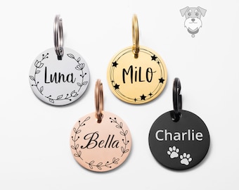 Gepersonaliseerde Dog Tag, Gegraveerd Hond Naamplaatje, Aangepaste Huisdier ID Tag, Kat Naamplaatje, Kat ID Tag, Puppy Kitten Tag, Cadeau voor honden en katten