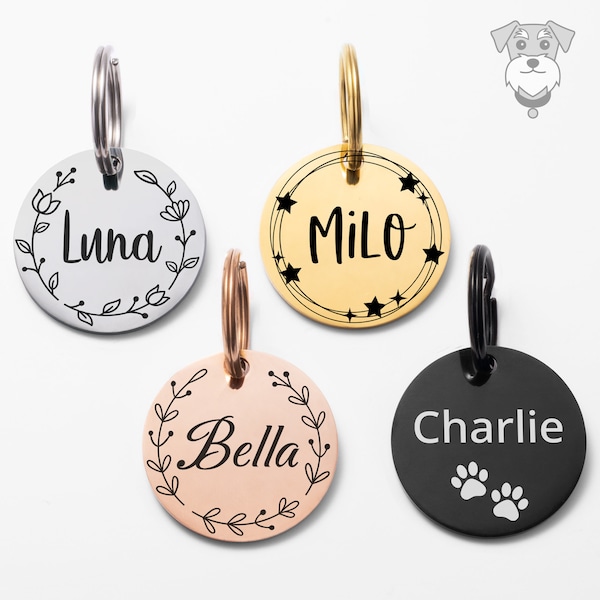 Personalised Dog Tag, Engraved Dog Name Tag, Custom Pet ID Tag, Cat Name Tag, Cat ID Tag, Puppy Kitten Tag, Gift For Pet Dogs and Cats