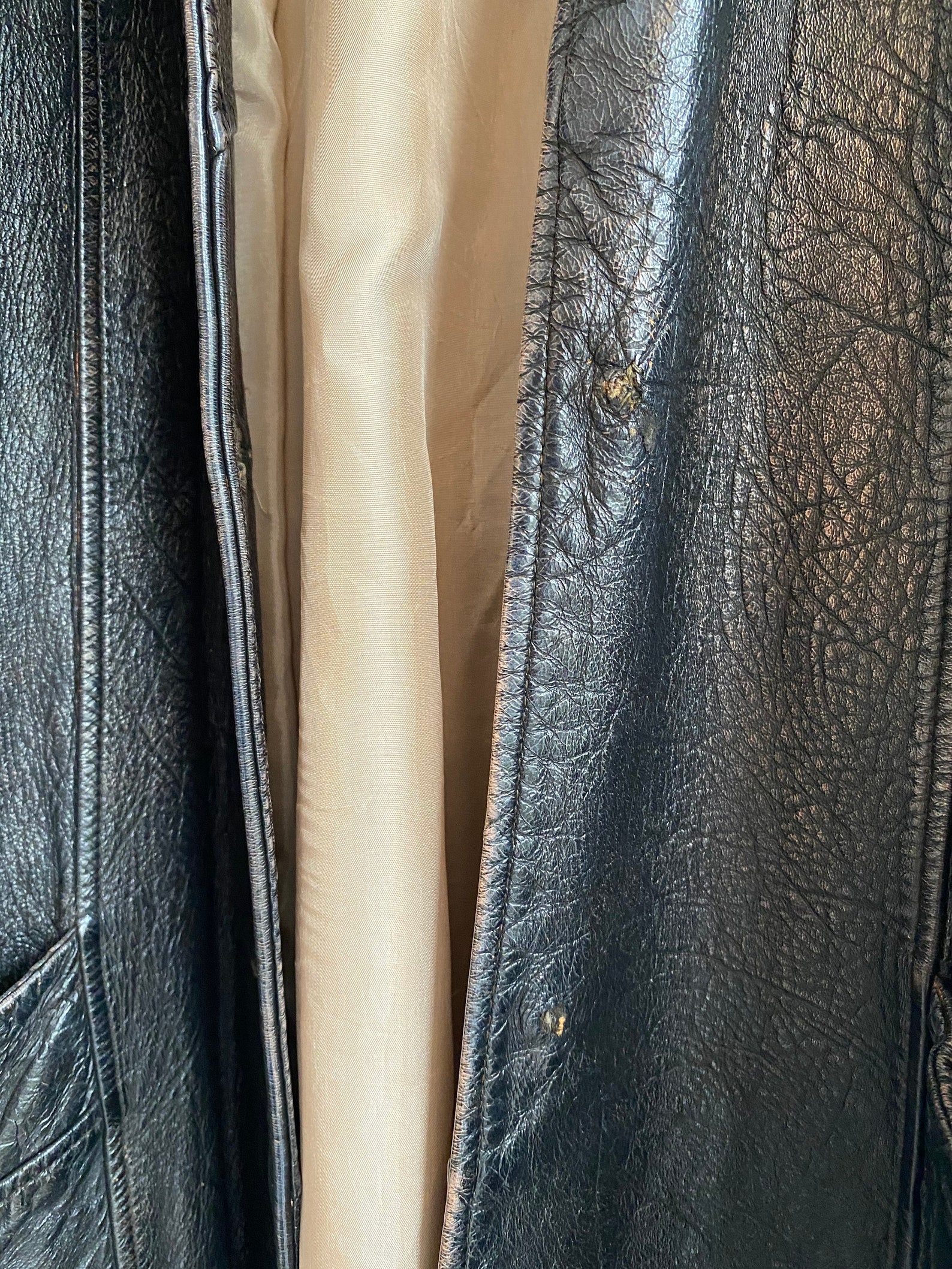 Vintage Black Leather Coat | Etsy