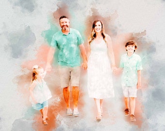 Custom Family Watercolor Portrait | Photo to Painting (Digital Download)