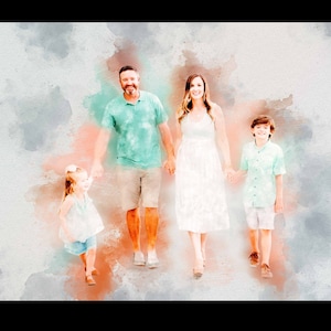 Family Portrait Watercolor|Watercolor Painting from Photo|Convert Picture to Painting|Turn Photos into Art|Portrait for Gift|Gift for women