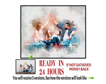 Custom Watercolor Family Portrait | Photo to Art (Digital Download)