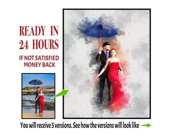Personalized Photo to Watercolor Portrait | Custom Couple Art (Digital Download)