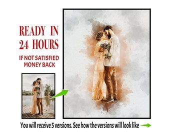 Custom Watercolor Portrait | Photo to Painting, Romantic Gift (Digital Download)