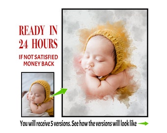 Custom Baby Watercolor Portrait | Photo to Art (Digital Download)