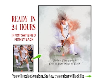 Custom Photo to Watercolor Painting, Personalized Sports Gift (Digital Download)