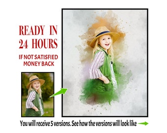 Custom Watercolor Portrait | Photo to Painting Art (Digital Download)