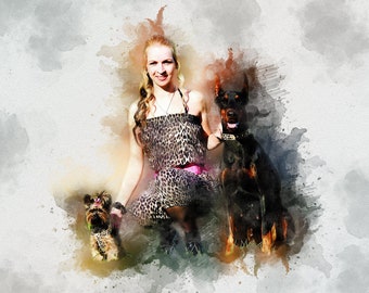 Custom Watercolor Pet Portrait from Photo (Digital Download)