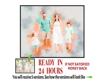 Personalized Family Watercolor Portrait | Custom Art (Digital Download)