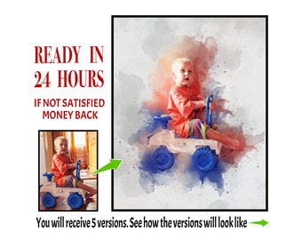 Custom Watercolor Portrait | Photo to Painting, Unique Art Gift (Digital Download)