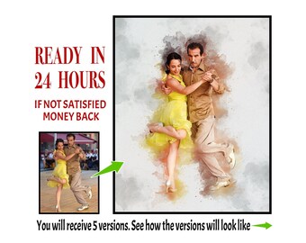 Custom Watercolor Portrait | Photo to Art Anniversary Gift (Digital Download)