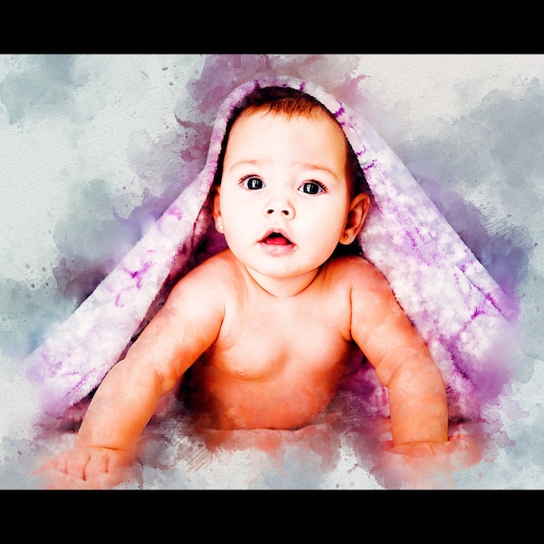 Turn Photo into Art, Baby Portrait, Custom Baby Portrait from Photo, Watercolor Portrait, Gift From Kids, Memorial Gift, Art From a Picture