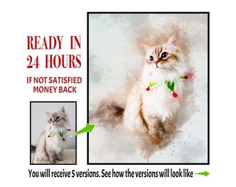 Loss of Cat Watercolor Painting from Photo, Pet Memorial Art (Digital Download)