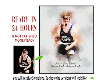 Custom Watercolor Portrait from Photo, Sports Art (Digital Download)