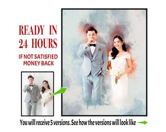 Personalized Wedding Watercolor Portrait | Photo to Art (Digital Download)
