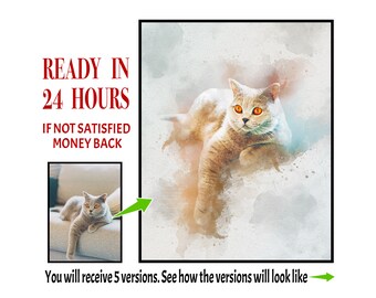Custom Cat Watercolor Portrait from Photo (Digital Download)