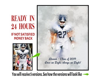 Sports Photo to Watercolor Painting, Custom Portrait Art (Digital Download)