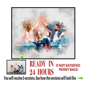 Family Portrait Watercolor|Watercolor Painting from Photo|Convert Picture to Painting|Turn Photos into Art|Portrait for Gift|Gift for women