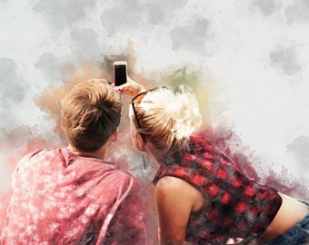 Custom Watercolor Portrait from Photo | Personalized Digital Art (Digital Download)