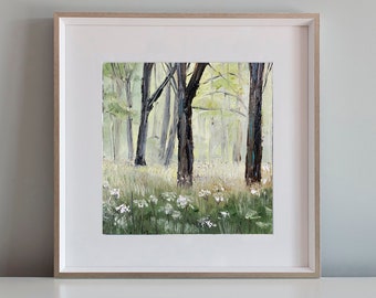 White Pampas Grass Original Painting California Pampas Grass homemade Artwork Small Oil Painting 6 by 6