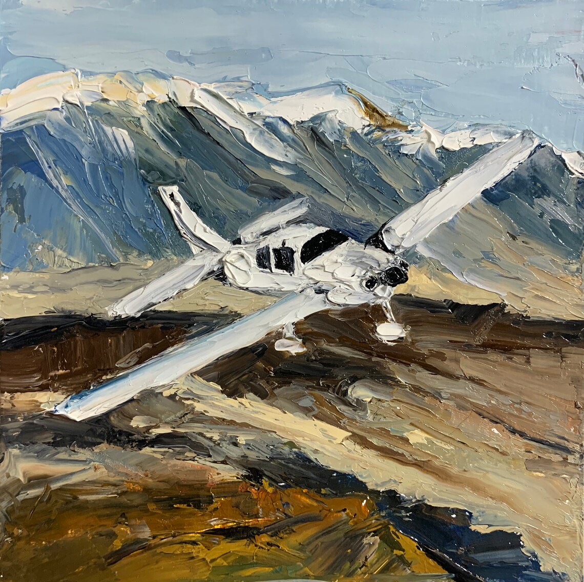 Airplane Original Painting Airplane Wall Art Airplane Oil Etsy