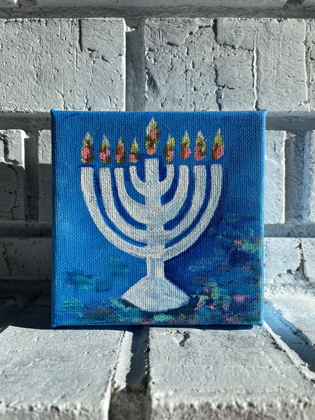 Original Art handpainted Hanukkah Menorah Art Gifts Home Etsy