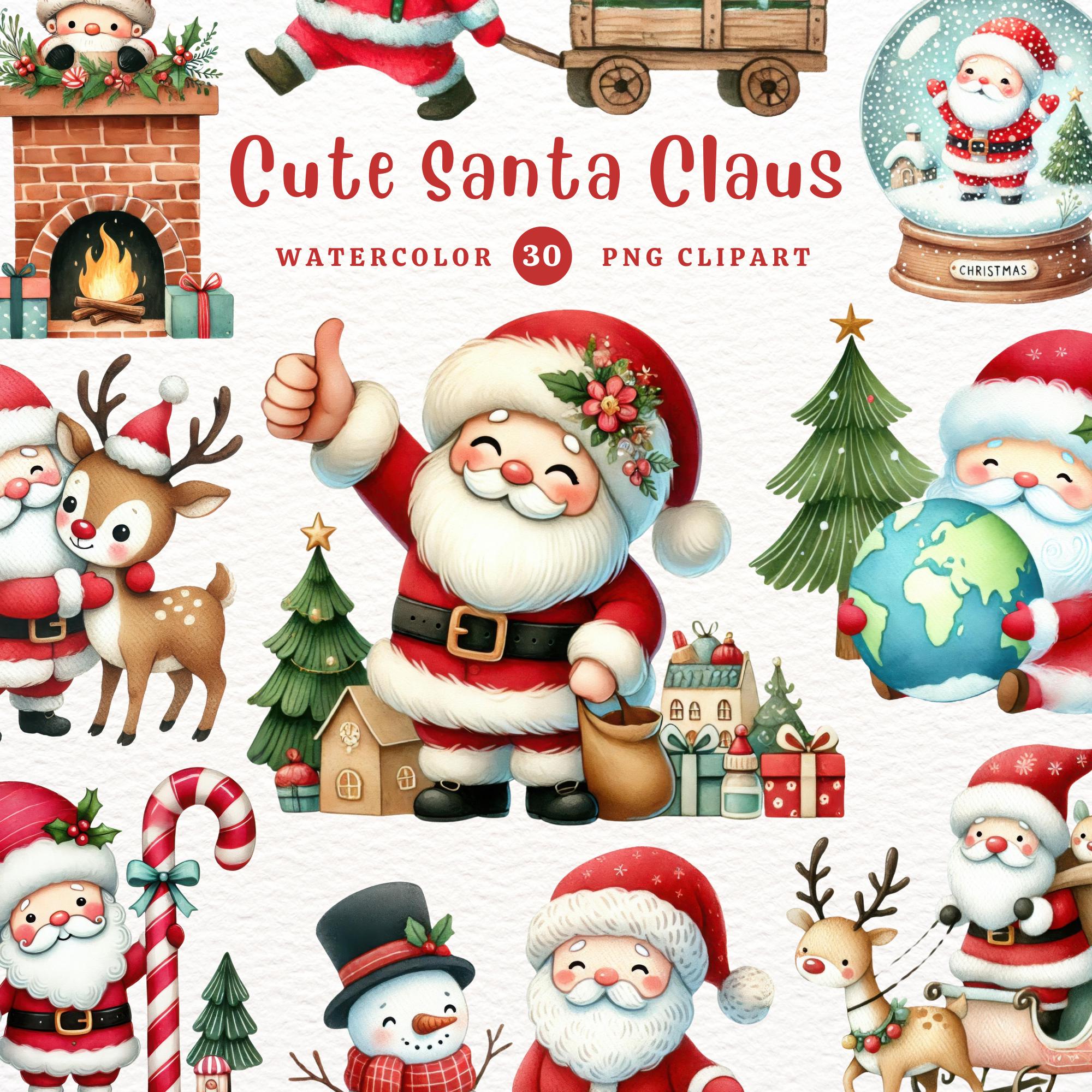 Cute Santa Claus Clipart, Santa Claus PNG, Xmas, Christmas Festive, DIY