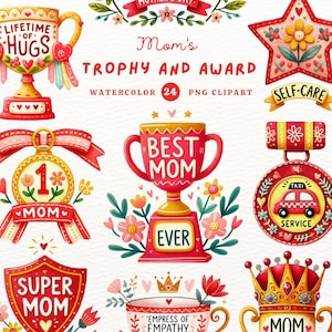 Mamas Trophäe & Preis, Muttertag, Mama PNG, Mama PNG, Geschenk für Mama, Aquarell Clipart, Clipart PNG, Transparente Clipart