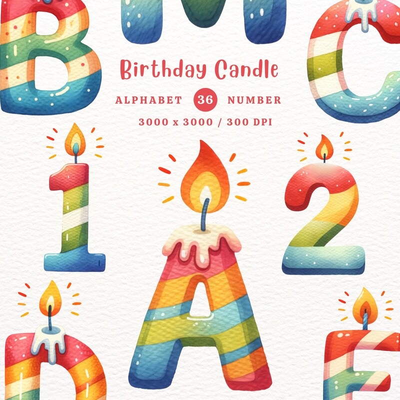 Birthday Alphabet Candles Etsy