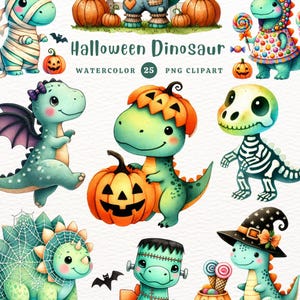 ハロウィーンの恐竜のクリップアート、恐竜 PNG、ハロウィーン DIY、ハロウィーンの水彩画、DIY ギフト、水彩画のクリップアート、子供向けのクリップアート、かわいいクリップアート