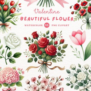 Clipart de flores dos namorados, clipart de rosas, dia dos namorados, linda flor, presente faça você mesmo, clipart de aquarela, clipart para menina, presente para menina