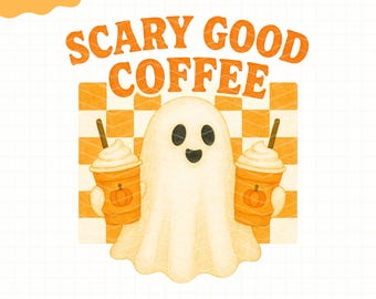 Funny Coffee Ghost PNG: Halloween T-Shirt Design (Digital Download)