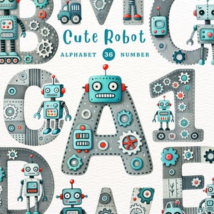 Alfabeto de robot, robot lindo, imágenes prediseñadas de robot, robot PNG, imágenes prediseñadas del alfabeto PNG, alfabeto garabato, imágenes prediseñadas de acuarela, PNG transparente