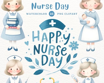 Journée de l'infirmière, infirmière fille, infirmière PNG, médical, infirmière mignonne, cadeau pour infirmière, clipart aquarelle, clipart PNG, clipart transparent