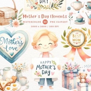 Dia das Mães, Mãe, Elementos de Mãe, Mama PNG, Mamãe PNG, Presente para Mãe, Clipart de Aquarela, Clipart PNG, Clipart Transparente