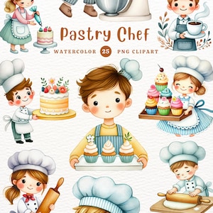 Banketbakker clipart, patisserie png, bakker png, bakkerij chef-kok clipart, DIY cadeau, aquarel clipart, transparante clipart, leuke clipart