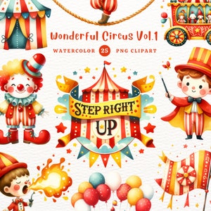 Merveilleux cirque, cirque PNG, joli cirque, clipart cirque, cadeau pour les enfants, clipart aquarelle, clipart PNG, clipart transparent
