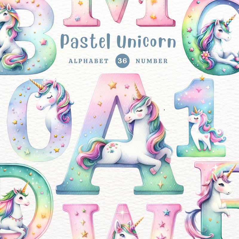 Unicorn Alphabet Etsy