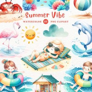Sommer Stimmung, Sommer Meer, Sommer PNG, Hallo Sommer, Sommer Clipart, Geschenk für Mädchen, Aquarell Clipart, PNG PNG, Transparente Clipart