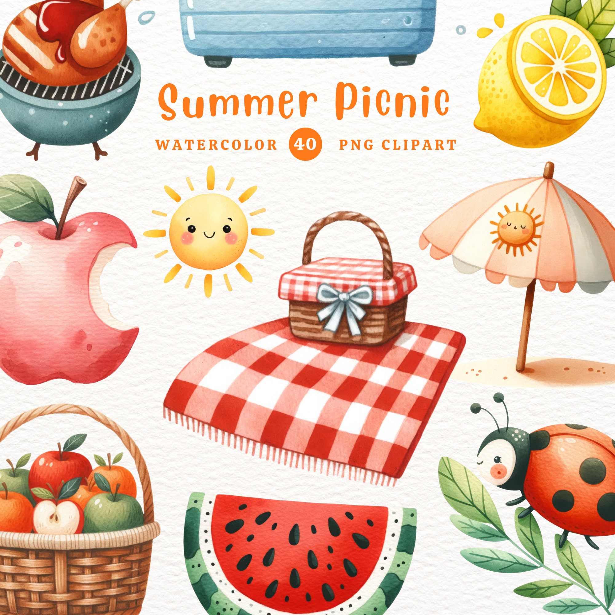 Summer Picnic, Summer Elements, Summer PNG, Picnic, Summer Clipart
