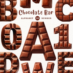 Chocolate Alphabet, Chocolate PNG, Chocolate Day, Kids Craft, Alphabet Clipart PNG, Doodle alphabet, Watercolor Clipart, Transparent PNG