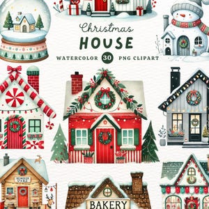 Maison de Noël, Clipart maison, Noël PNG, Noël mignon, cadeau DIY, Clipart aquarelle, Clipart pour enfants, Clipart mignon, cadeau pour un ami