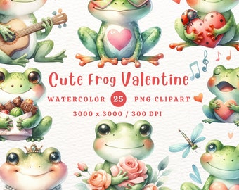 Love Frog, Cute Frog, Couple Frog Clipart, Frog Clipart, Valentine Gift, Gift for him, Gift for her, Clipart PNG, Transparent PNG