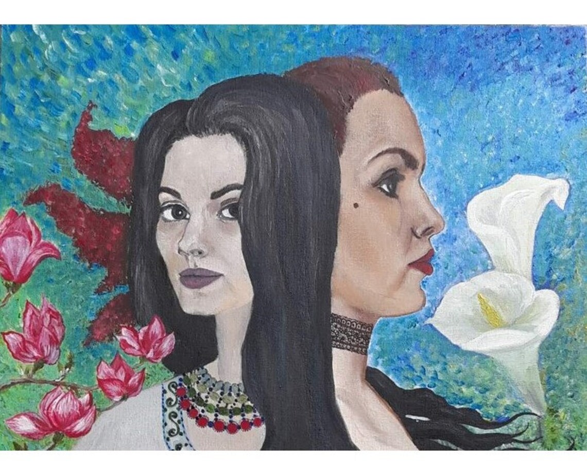 Feminist painting Female oil portrait Psychological art Etsy