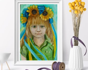 Peinture ukrainienne Petite fille Art ukrainien Glory to Ukraine Fabriqué en Ukraine