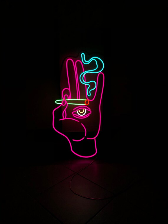 Smoking Hand With Joint Cigarette Neon Sign Wall Decor | Etsy