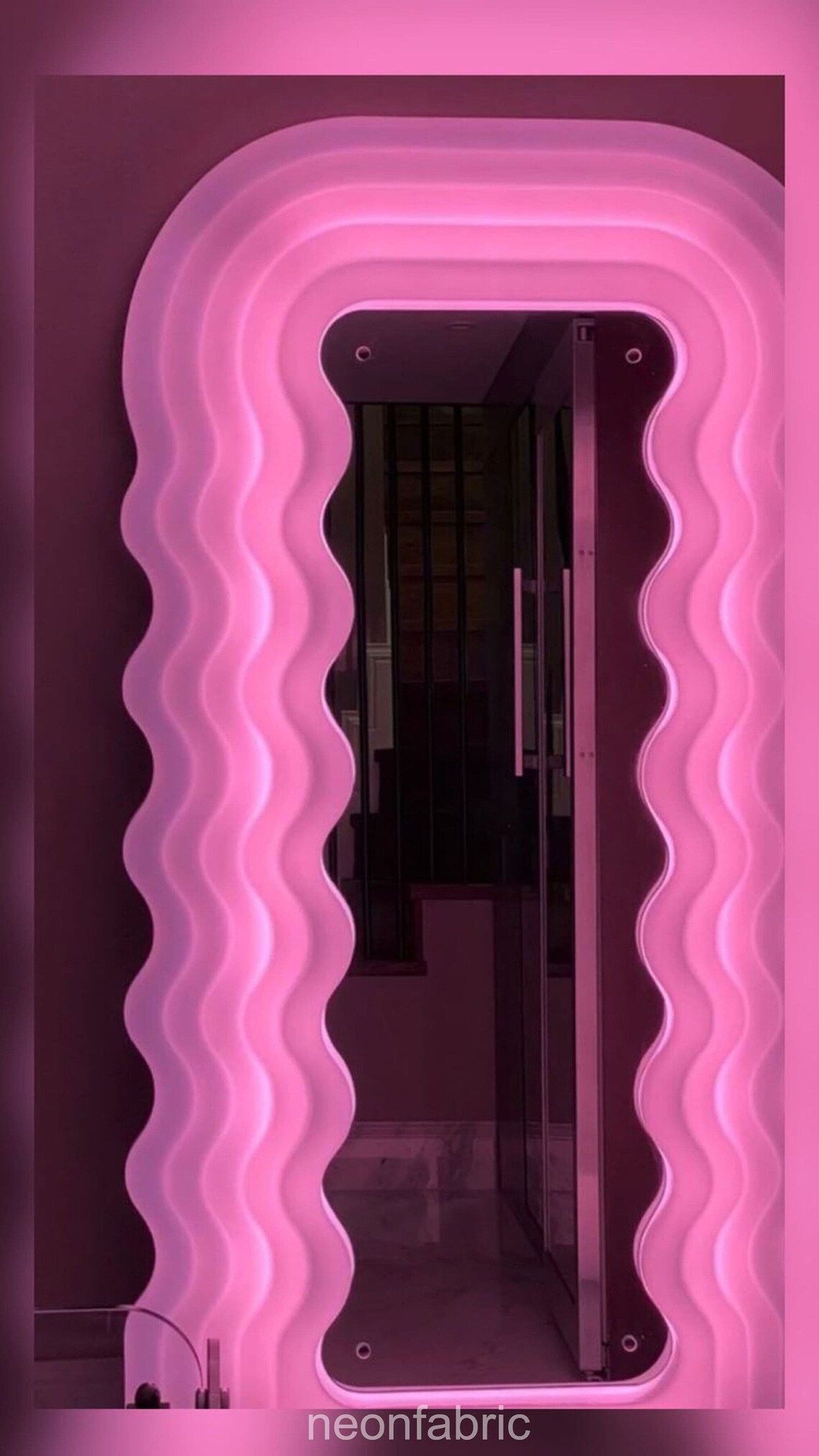 Squiggle Mirror Wavy Mirror Neon Light Full Length Mirror Etsy UK