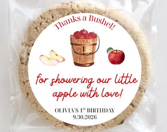 Apfel unseres Auges Erster Geburtstagsaufkleber, Partygeschenke, Gender Neutral Label, Herbstdekor